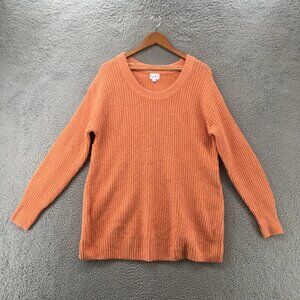 Ingrid + Isabel Cable Knit Sweater Womens S Peach Pullover Long Sleeve Roundneck